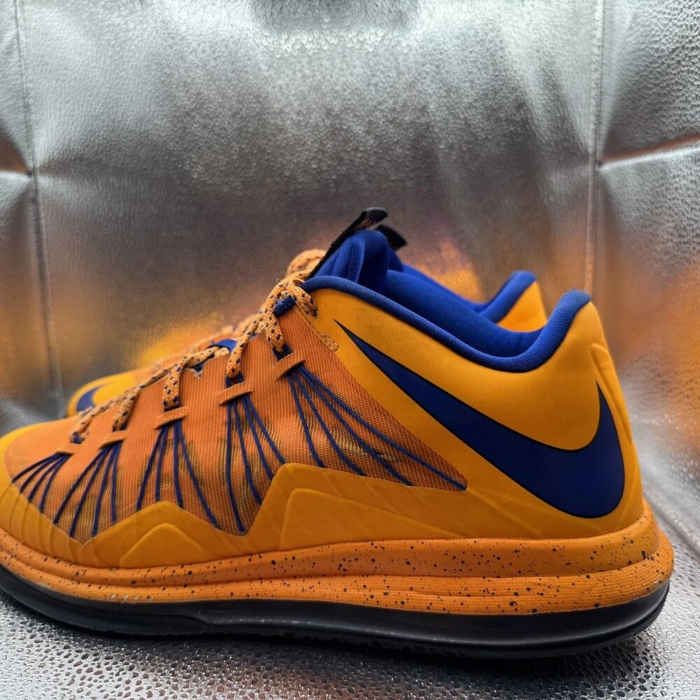 Size - 11.5 Nike Air Max LeBron 10 Low Orange Blue Mens Sneakers 579765-800 - Picture 7 of 11